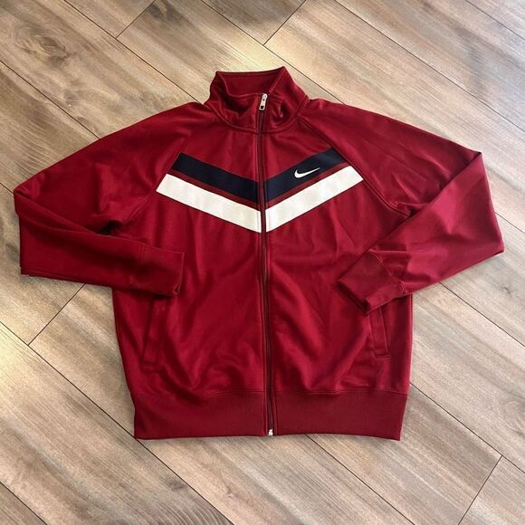 Nike Maroon Athletic Workout Track Jacket Women Large‎ - Picture 1 of 4